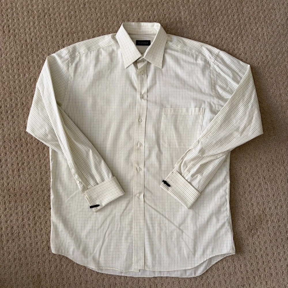 Canali Dress Shirt Men‎ 43 17 XL Multicored Check Long Sleeve Made In Italy